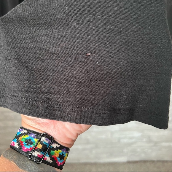 **FLAWED** Eileen Fisher Women's Petite Small Black Long Sleeve Tshirt Basic - Picture 3 of 7